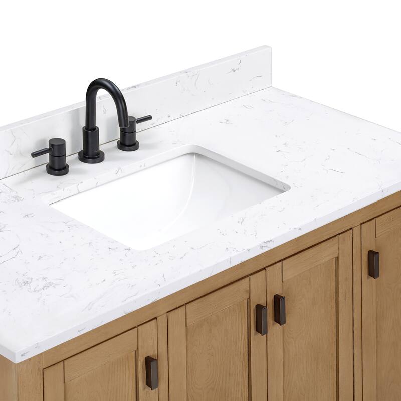 Avanity Modero 49 in. Vanity Combo in Matte Black finish and Cala White Engineered Stone Top