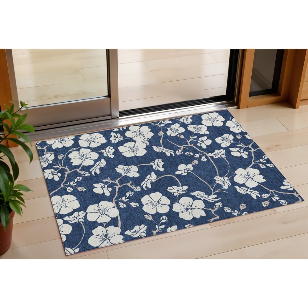 HomeRoots Floral Transitional Rectangle Outdoor Rug