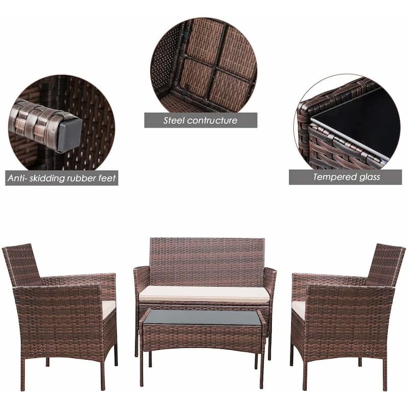 Homall PE Rattan 4-piece Outdoor Patio Set