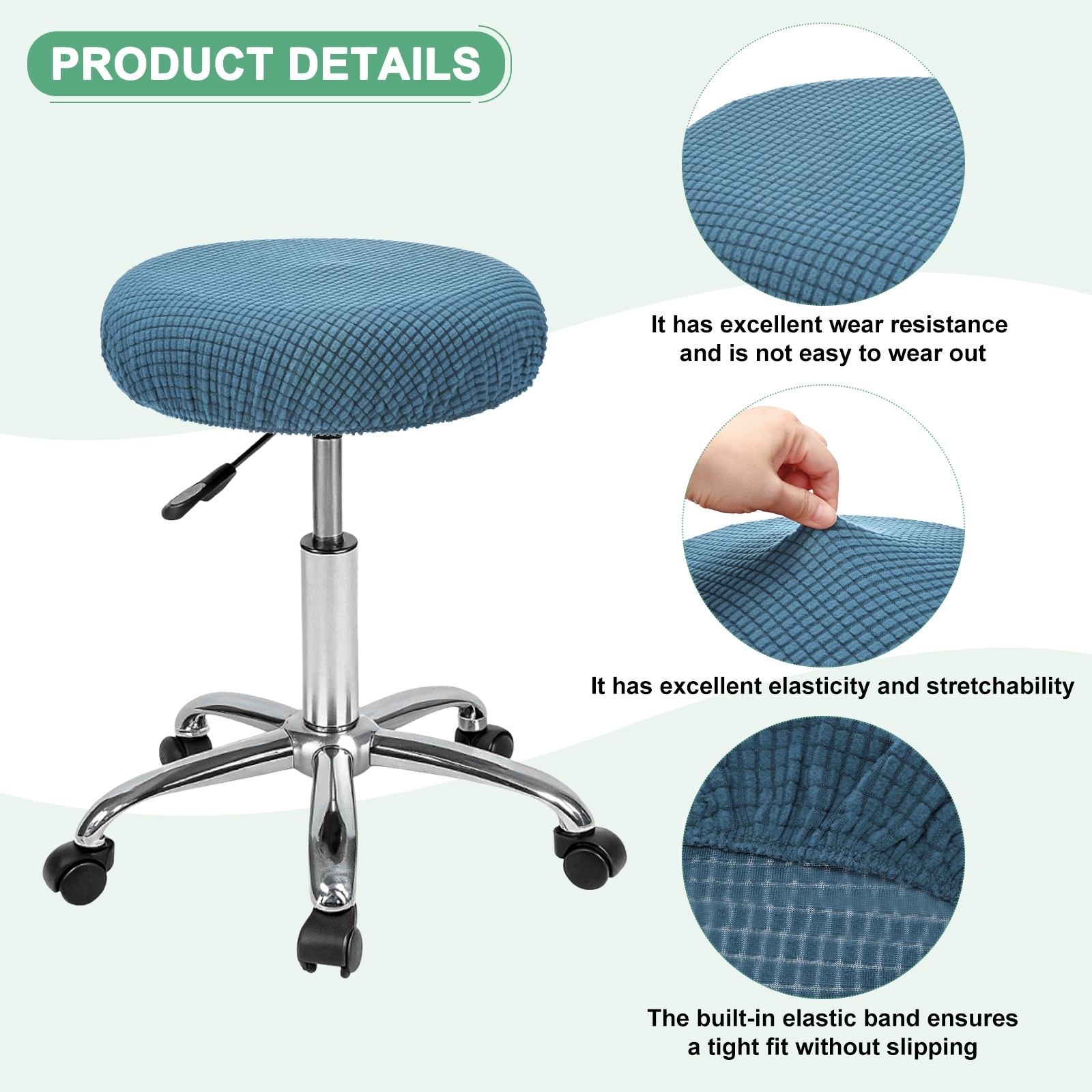 Bar Stool Covers Round Polyester Corn Grid Seat Covers with Elastic Bands