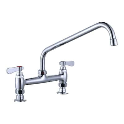 WOWOW Minimalist Bridge-Style Desk-Mounted Dual-Handle Faucet