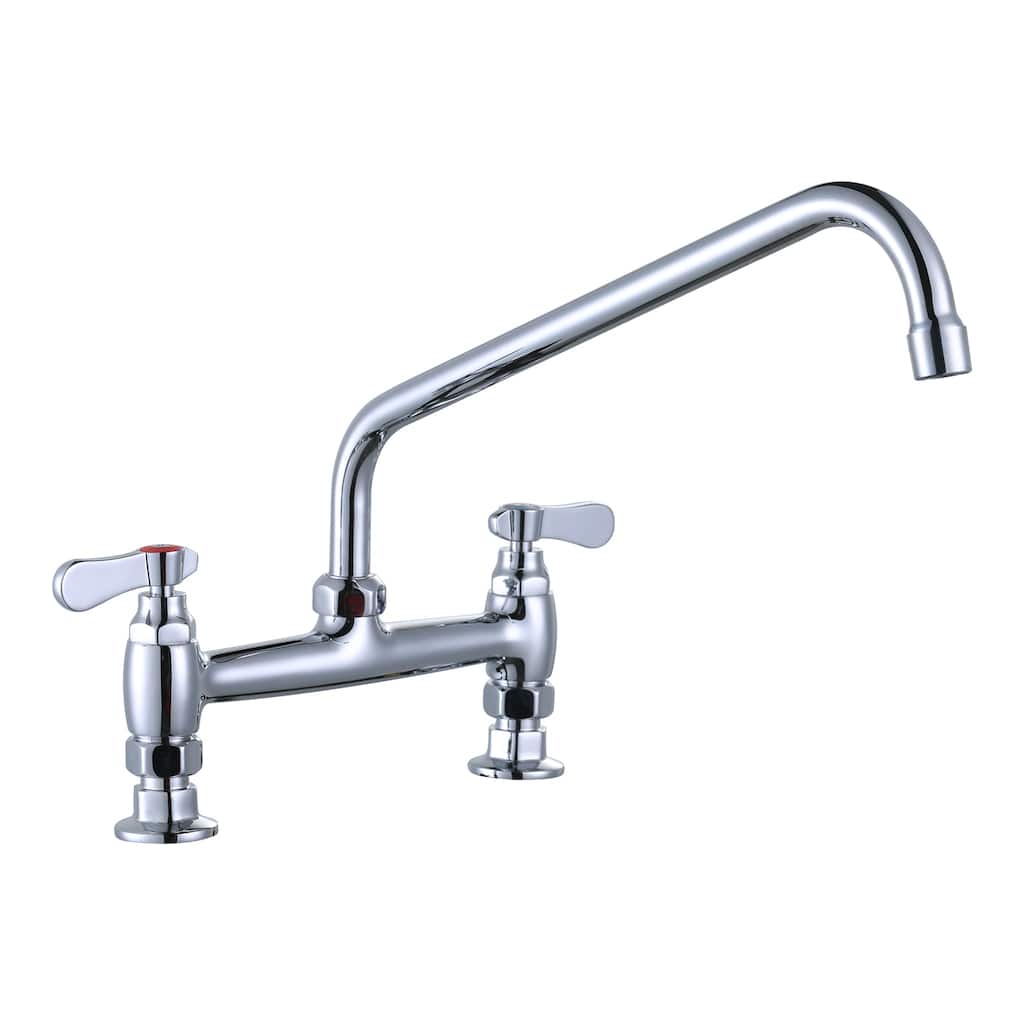 WOWOW Minimalist Bridge-Style Desk-Mounted Dual-Handle Faucet