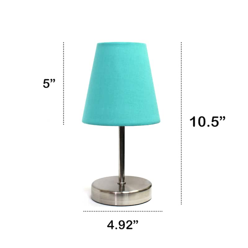 10.5" Petite Metal Stick Lamp in Sw Nickel w Fabric Shade