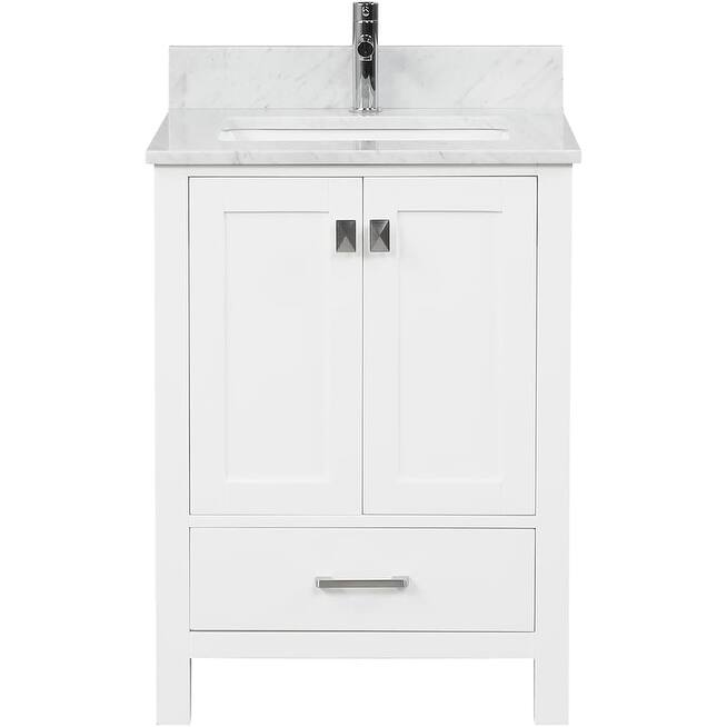 Blossom Geneva 24" Solid Wood Bathroom Vanity with Marble Top - Matte White