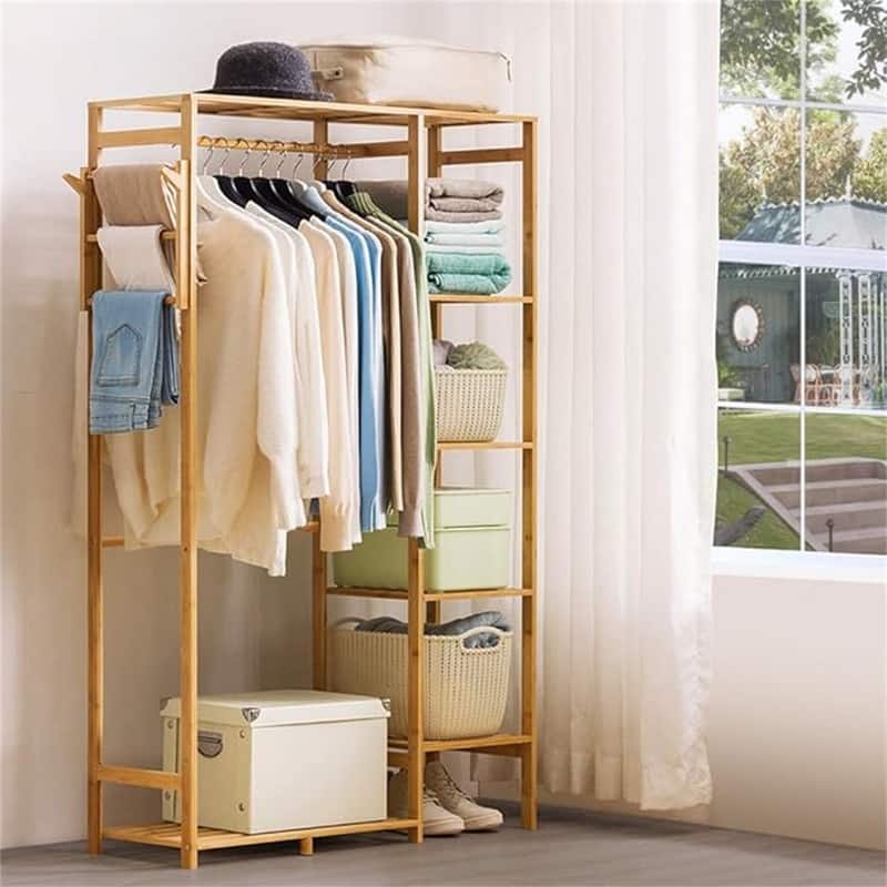 Garment Rack 6 Tier Storage Shelves - 12"D x 35"W x 57"H - 12"D x 35"W x 57"H - Natural