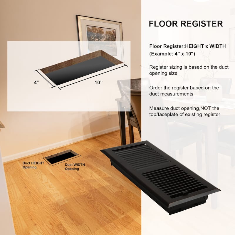 Akicon Stripe Design 4"x10" Floor Register with Trap Net