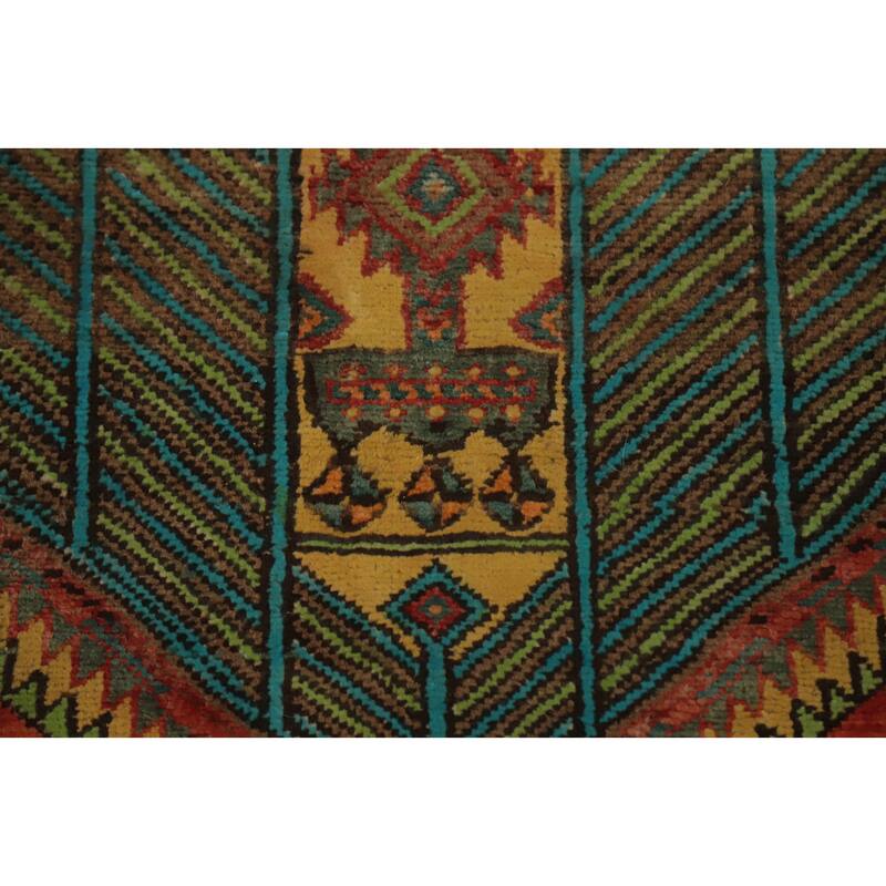 Hand Knotted Oriental 100% Wool Carpet Traditional Geometric Oranges & Rust Ardebil Runner Rug - 11' 4'' X 3' 2''