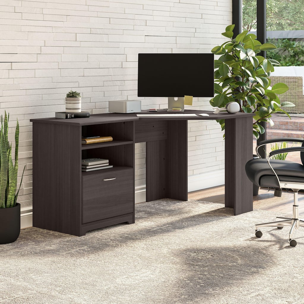 Bush Furniture Cabot 60W Home Office Corner Desk with Storage