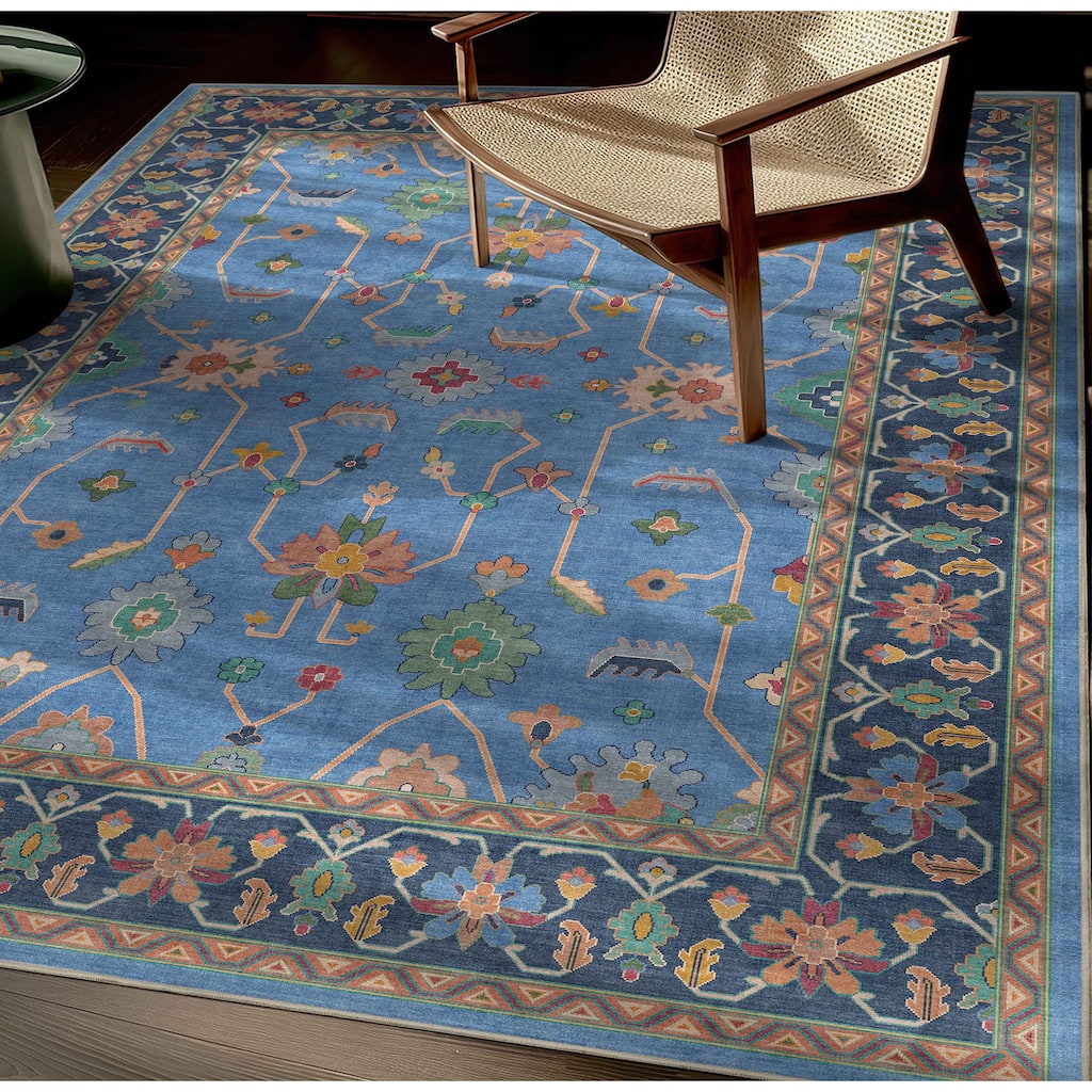 Well Woven Ushak Antalya Floral Modern Vibrant Flat-Weave Area Rug