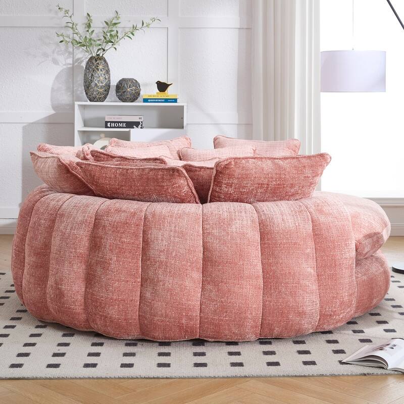 81.10" Double Bread Extra Large Round Sofa Bed with Armrests and Large Cushions