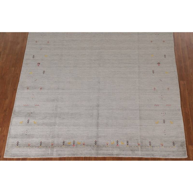 Tribal Gabbeh Area Rug Hand-Knotted Wool Carpet - 7'10"x 9'8"