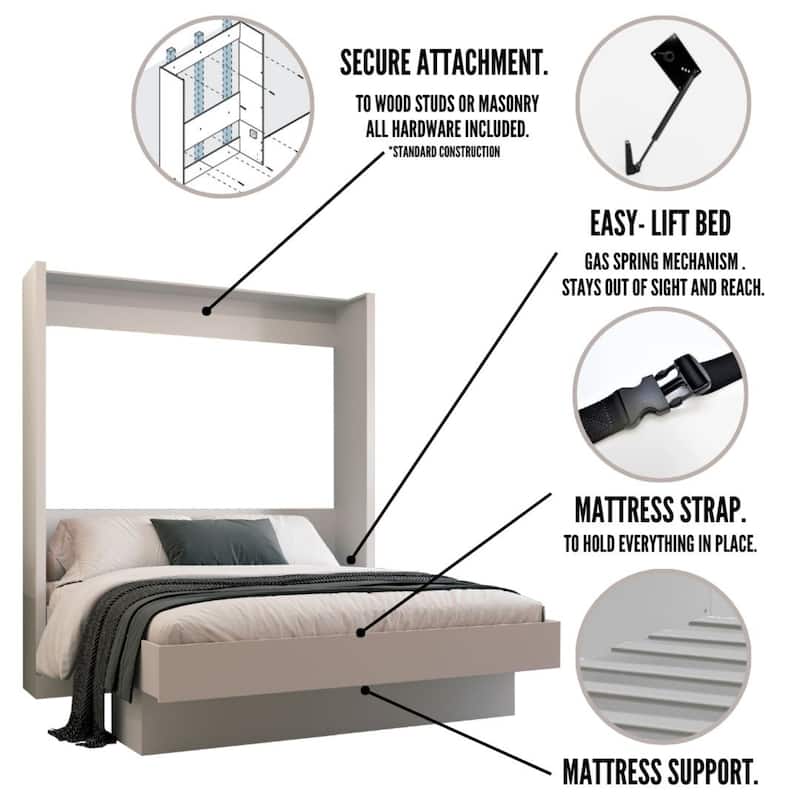 Easy-Lift King Murphy Wall Bed with Shelf