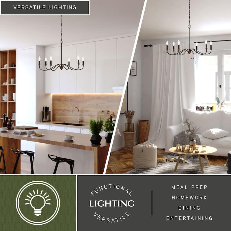 Annabelle 6 Light Farmhouse Candelabra Chandelier