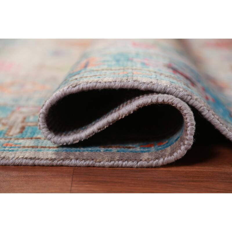 Geometric Oushak Oriental Area Rug Hand-Knotted Wool Carpet - 8'0" x 10'1"
