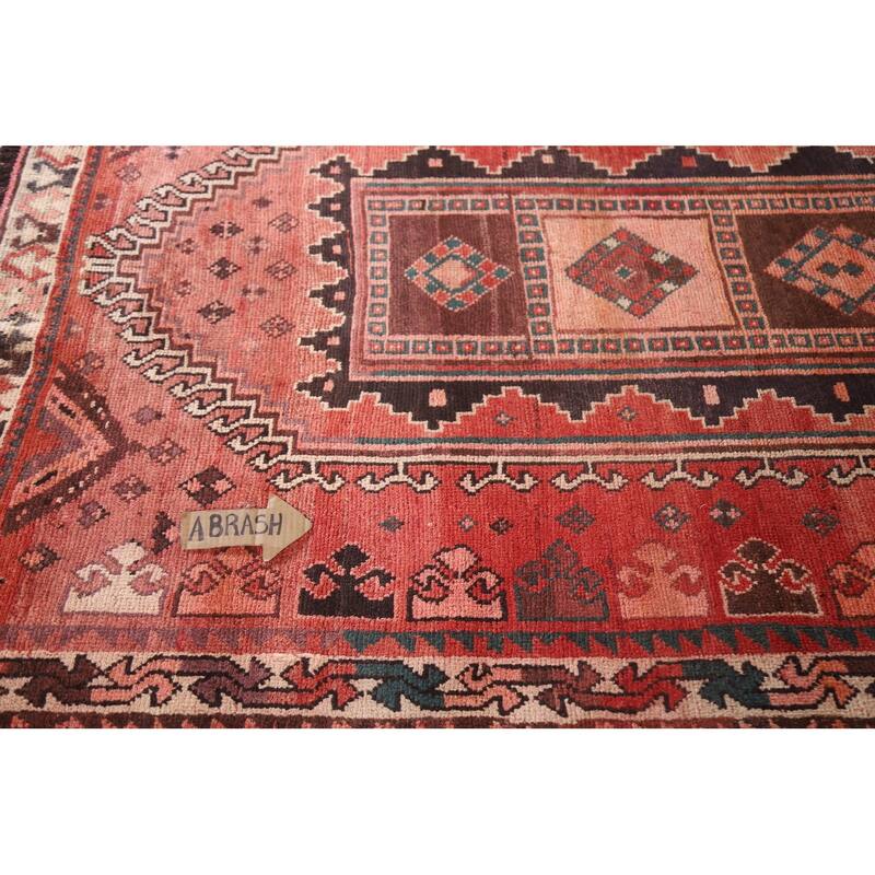 Hand Knotted Oriental 100% Wool Carpet Traditional Tribal Red Qashqai Area Rug - 9' 4'' X 4' 10''