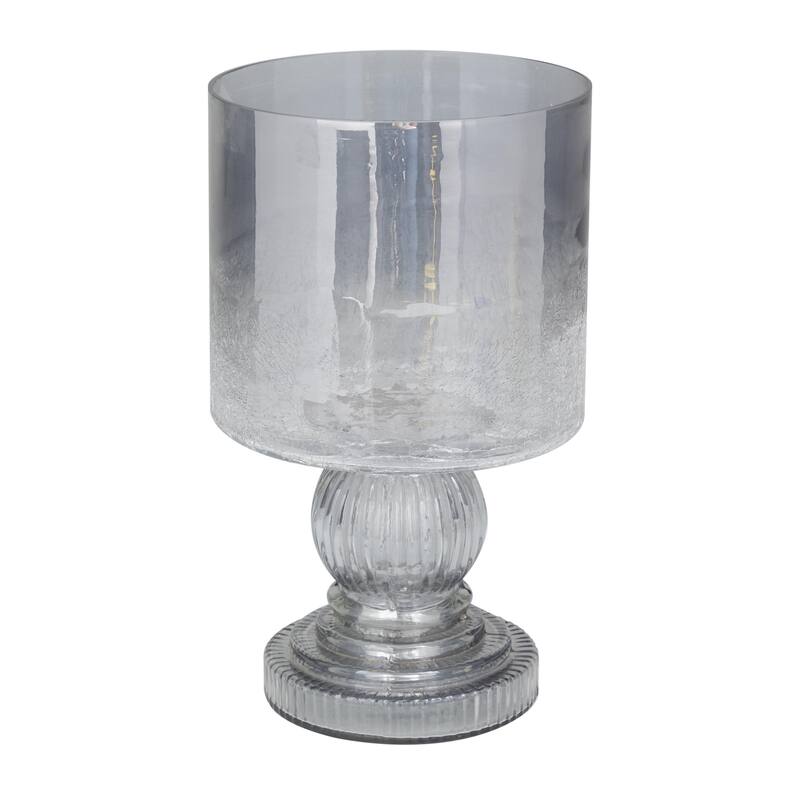 Glass Handmade Turned Style Pillar Hurricane Lamp with Smoked Glass Finish - Brass, Black, Gold, Brown - Roche River Decor
