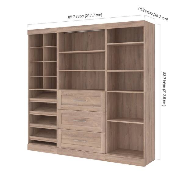 dimension image slide 1 of 2, Pur 86-Inch Closet Organizer with Storage Cubbies by Bestar