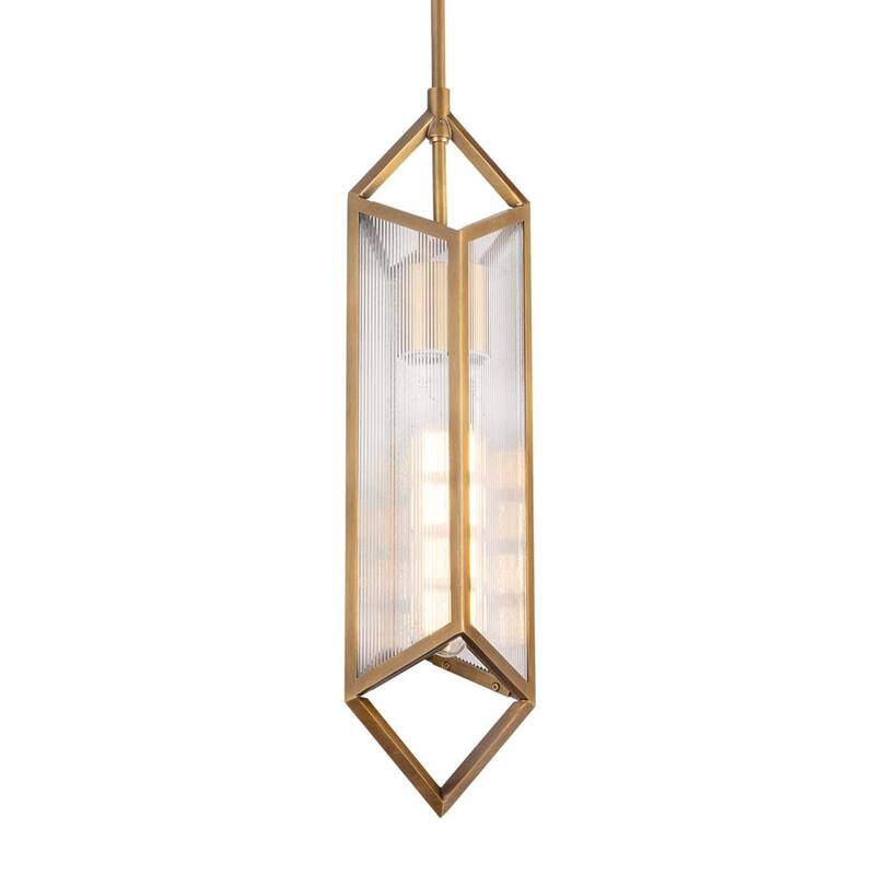 Alora Lighting PD332119 Cairo 6" Wide Mini Pendant - Vintage Brass / Clear Ribbed Glass