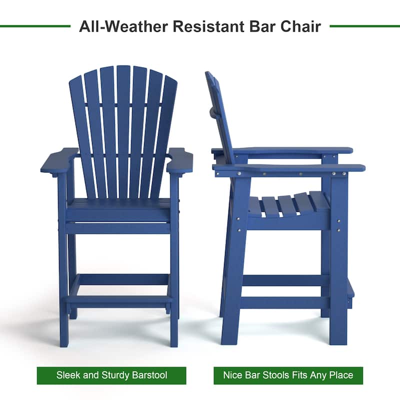 Modern Outdoor Bar Stools Set of 2 or 4 - with Ergonomic Adirondack Design, Durable HDPE Construction & Weather-Resistant