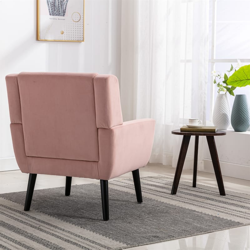 Velvet Upholstered Accent Chair Modern Living Room Lounge Arm Chairs with Ergonomic Backrest Chair