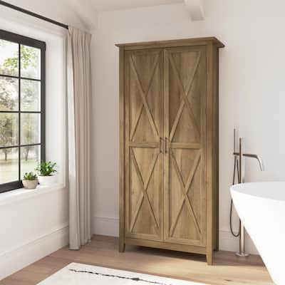 Key West Tall Bathroom Cabinet with Doors & Shelves by Bush Furniture