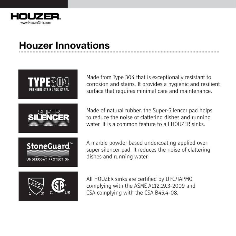 Houzer Nouvelle 31-1/8" Undermount Double Basin Stainless Steel