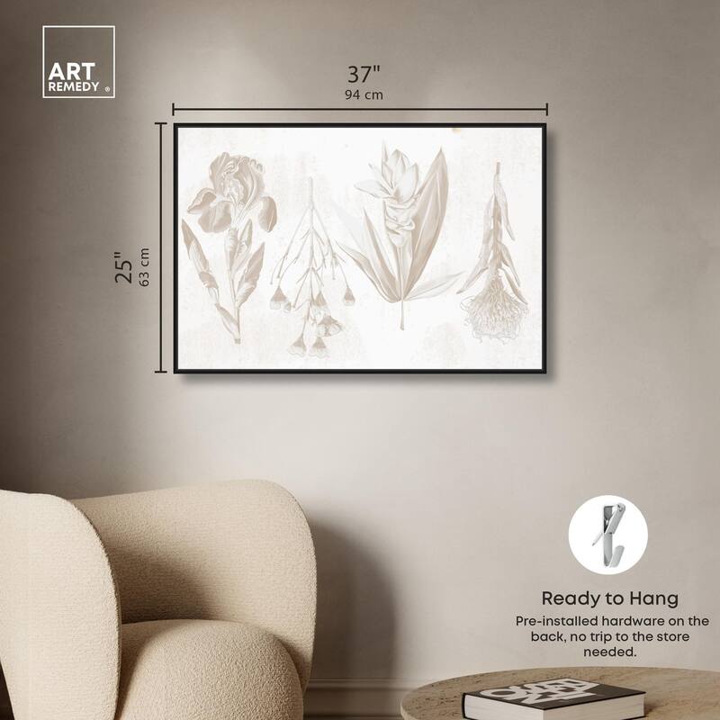 White Pressed Flora Canvas by Art Remedy