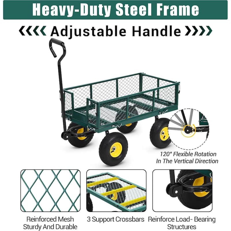550 Lbs Capacity Garden Wagon Carts on Wheels for Lawn Garden Yard