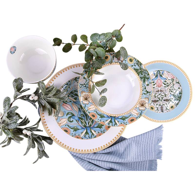 STP Goods Morris Garden Bone China Soup Deep Plate Set of 6 - 8.5"
