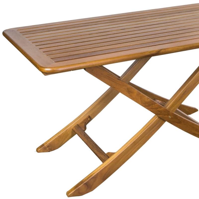 HomeRoots 43" Brown Solid Wood Folding Outdoor Picnic Table
