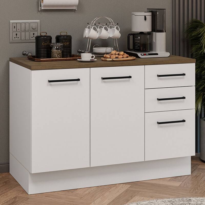 Madesa Coffee Bar Cabinet with 2 Doors and 3 Drawers Wooden Storage