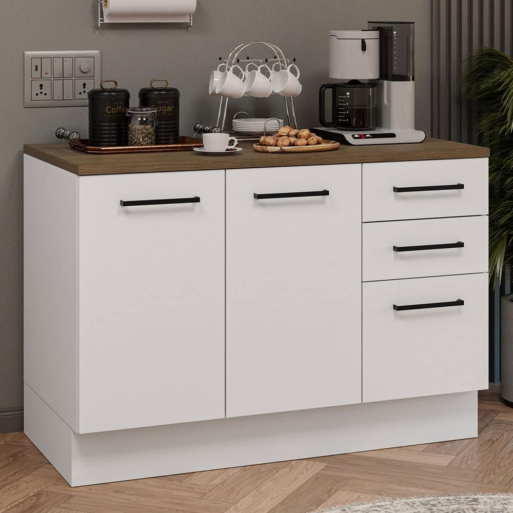 Madesa Coffee Bar Cabinet with 2 Doors and 3 Drawers Wooden Storage