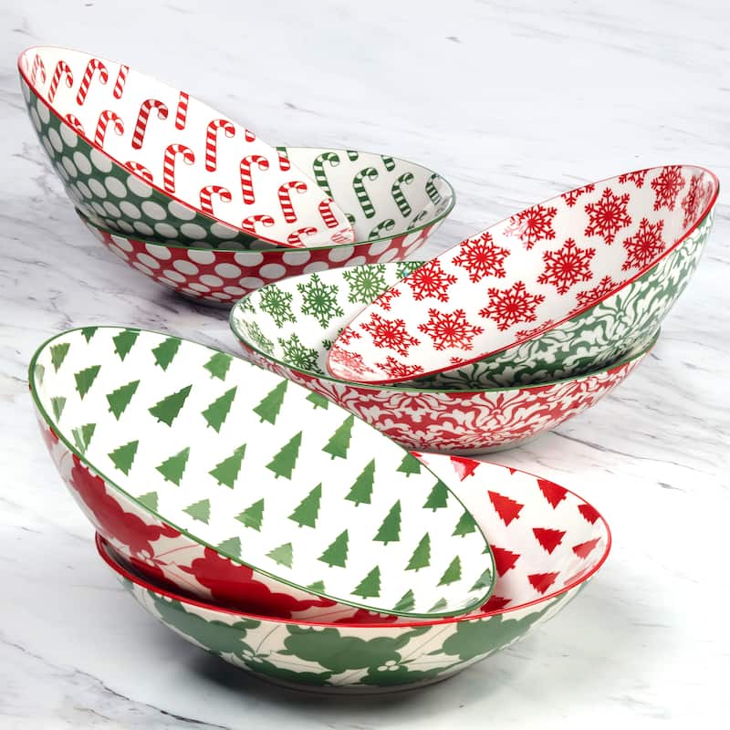 Certified International Winter Medley 40 oz. Soup Bowls, Set of 6 Assorted Designs - 40 oz.