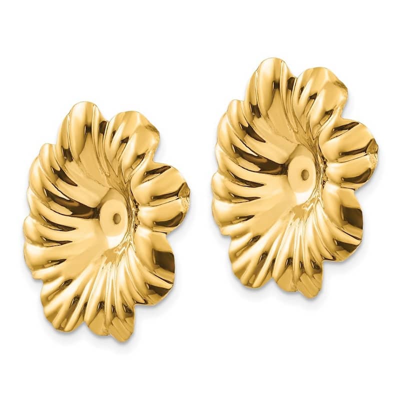 Curata 14k Yellow Gold 24mm Textured Polished Floral Earrings Jackets