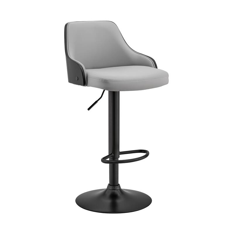 Asher Adjustable Faux Leather and Metal Bar Stool