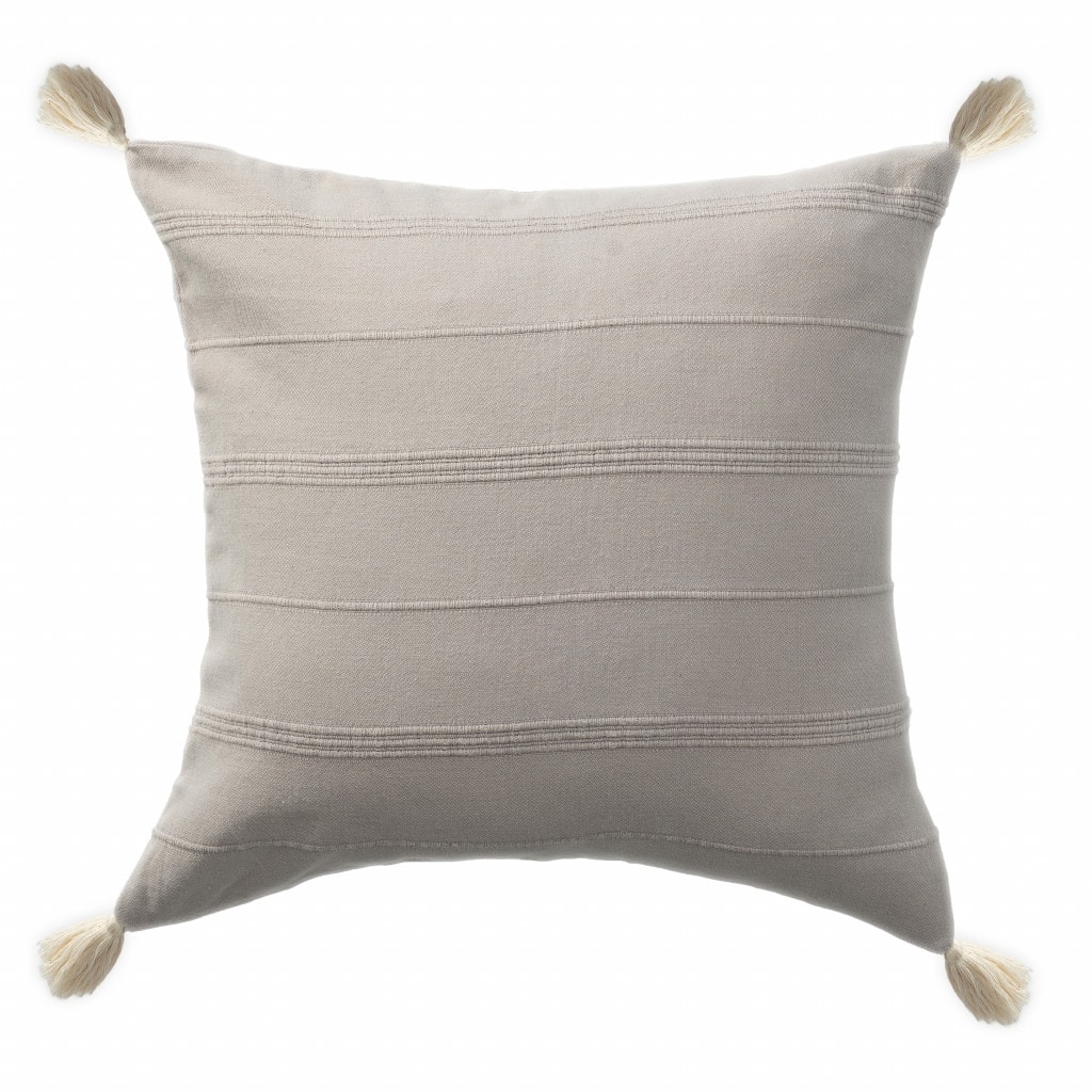 HomeRoots 18" X 18" Beige 100% Cotton Zippered Pillow