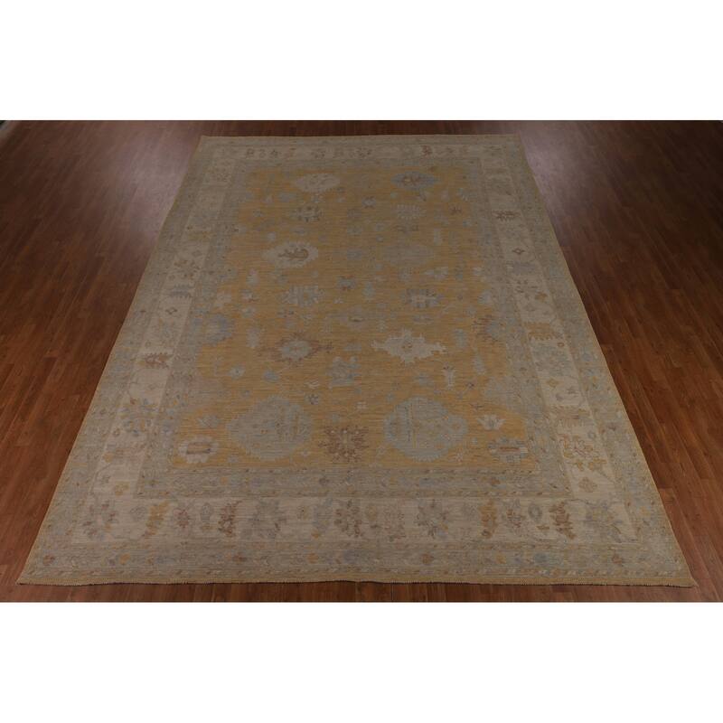 Vegetable Dye Oushak Turkish Large Rug Handmade Oriental Wool Carpet - 10'5"x 13'10"