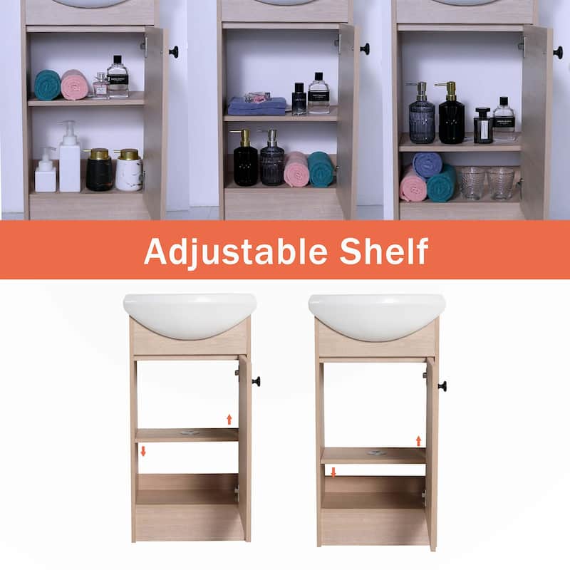 Freestanding 18 Inch Bathroom Vanity With Sink