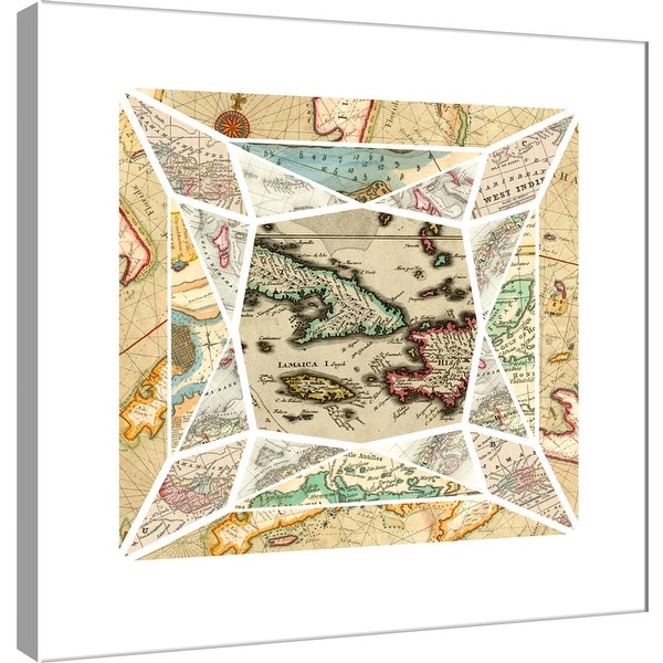 PTM Images 9-101025 PTM Canvas Collection 12" x 12" - "Caribbean Maps Gem" Giclee Maps Art Print on Canvas