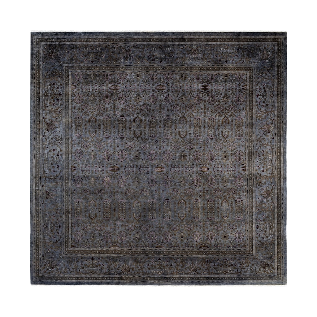 Overdyed One-of-a-Kind Hand-Knotted Area Rug - Gray - 8' 1" x 8' 1"