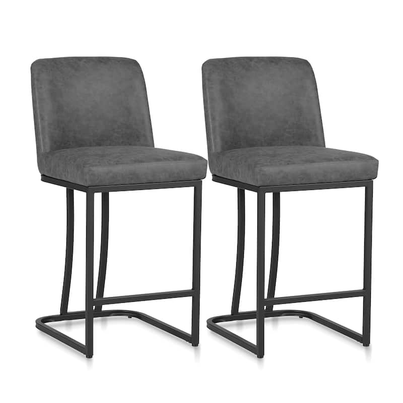 Modern Square PU Leather Bar Stool with Metal Frame