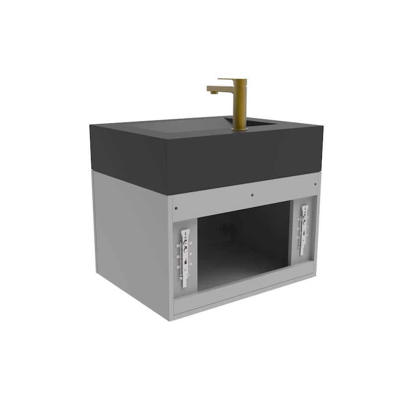 Nile 24-Inch Wall Mounted Bathroom Vanity Set w/ Black Top