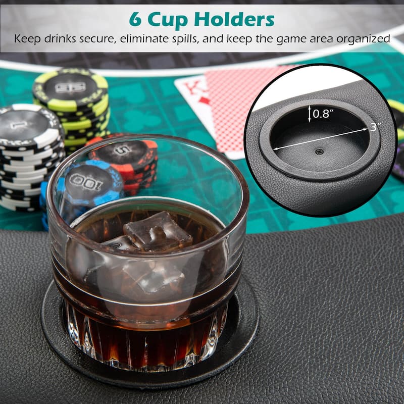 Costway 48" 6-Player Foldable Poker Table Top with Carrying Bag Cup - See Details