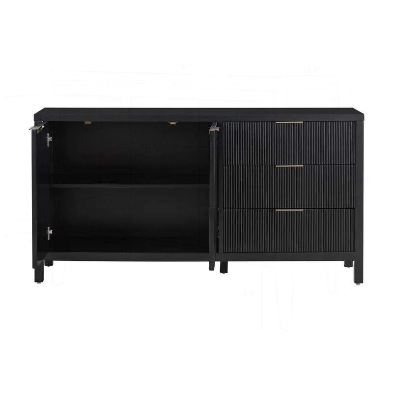 Minimalist Wave-Pattern Sideboard with Diverse Materials