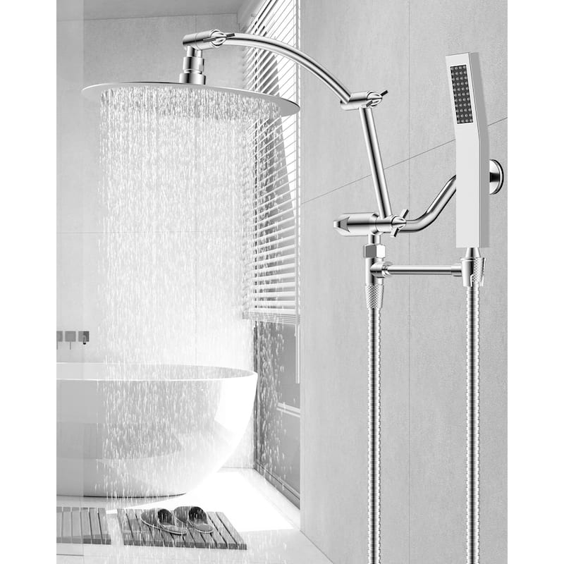 Metal 10'' Round Rainfall Shower Head, High Pressure Handheld Shower