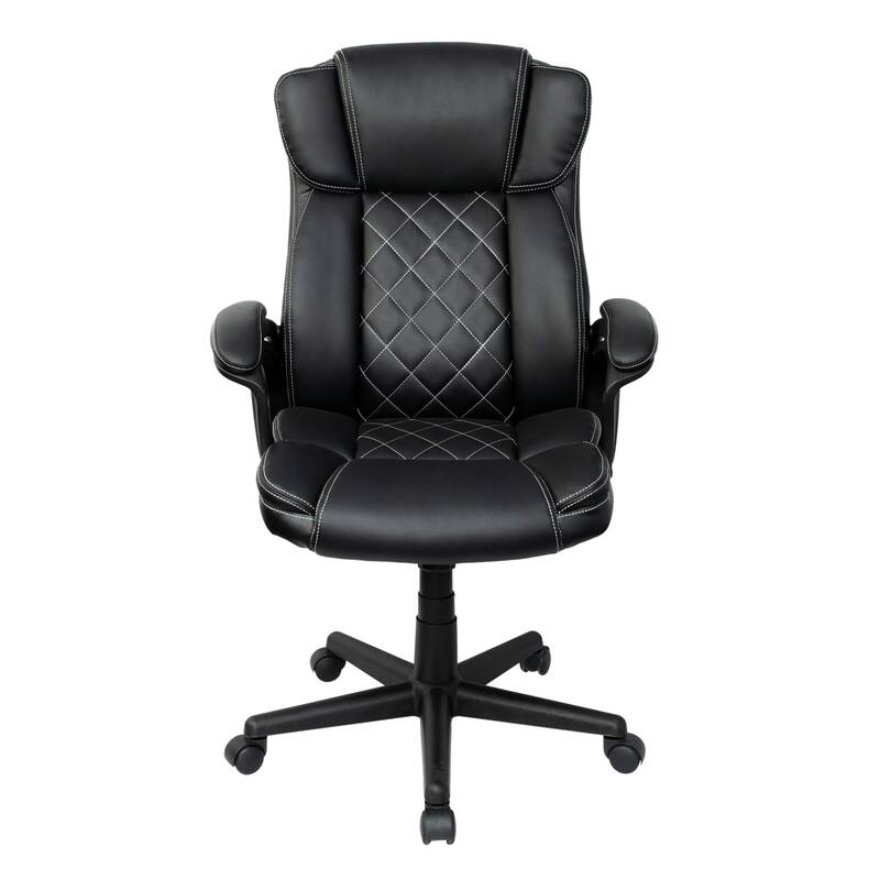 Techni Mobili Ergonomic Executive Office Chair High Back Faux Leather - Adjustable Height, Lumbar Support