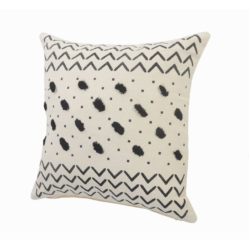 20" Black and Cream White Chevron Square Throw Pillow