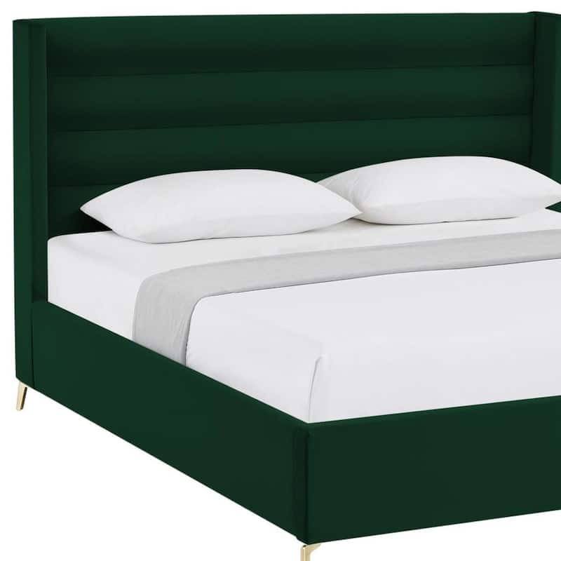 HomeRoots Cream Velvet Upholstered Full Bed Frame