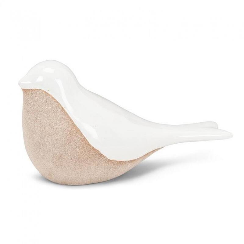 Matte Brown & Shiny White Bird Figurine