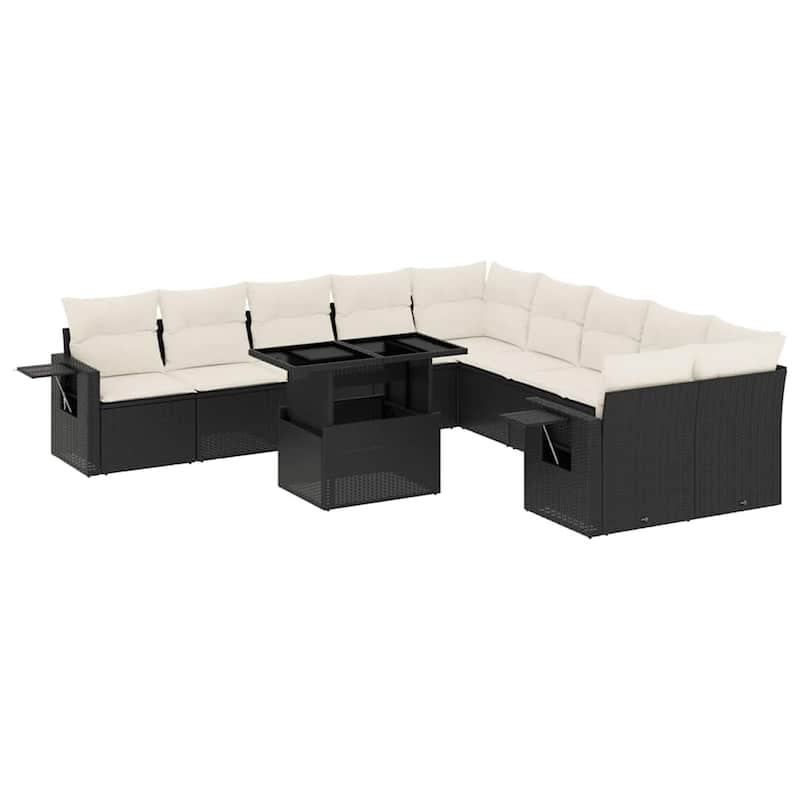 vidaXL Patio Sofa Set with Cushions Outdoor Furniture 11 Piece Poly Rattan - 24.4 x 24.4 x 27.2